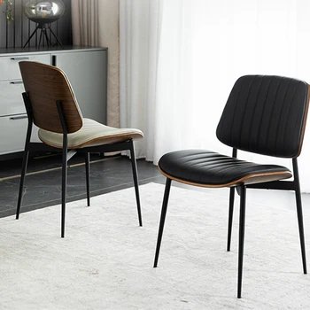 Скандинавские обеденные стулья из искусственной кожи и цельного дерева для ресторана, обеденный стул с дугообразной спинкой, индивидуальные Кухонные обеденные стулья
