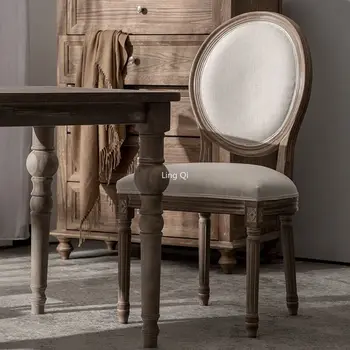 Обеденный стул с деревянной обивкой, Французский Роскошный промышленный простой обеденный стул с одним полом, Винтажная современная мебель Cadeiras