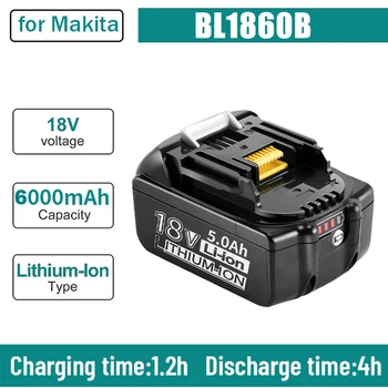 Для Makita 18V 6000mAh 8000mA Перезаряжаемый Электроинструмент Makita Аккумулятор со Светодиодной Литий-ионной Заменой LXT BL1860B BL1860 BL1850