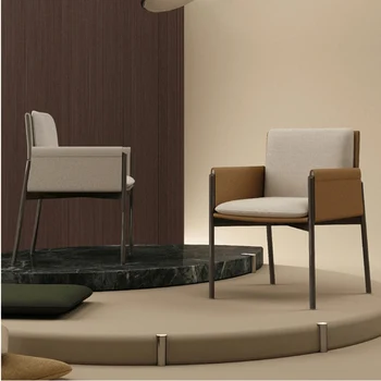 Итальянский минималистичный Дизайнерский обеденный стул с кожаным седлом Роскошный Современный ресторан Мебель для дома Sillas из нержавеющей стали LQYH