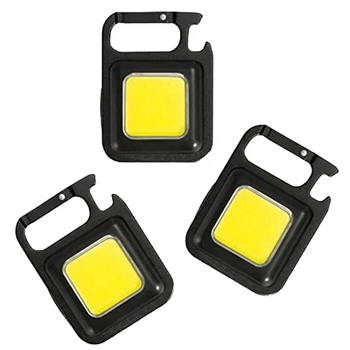 3 комплекта светодиодных фонарей COB Light, перезаряжаемые карманные фонарики для ключей, яркость трех моделей, запасные части для открывания бутылок