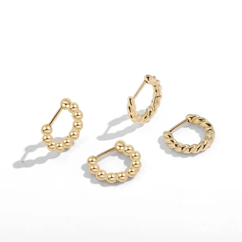 2 пары/комплект, маленькие витые серьги-кольца золотого цвета, простые крошечные бусины круглого сечения, обручи для ушей Huggie, минималистичные украшения