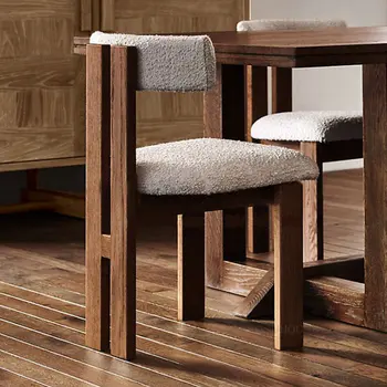 Китайские обеденные стулья из массива дерева в стиле ретро, Простые домашние Бархатные стулья для переодевания из ягненка, Дизайнерское кресло для отдыха в семье