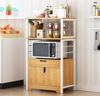 2/3-слойный кухонный шкаф с дверцей ящика для микроволновой печи Хранение кухонной утвари Организованный шкаф Кухонная полка-стеллаж