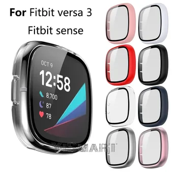 Для Fitbit Versa 3 Чехол С Защитой От Царапин, Ударопрочный Матовый Жесткий Чехол, Защитная пленка для экрана ПК для Fitbit Versa3 / Fitbit Sense Case